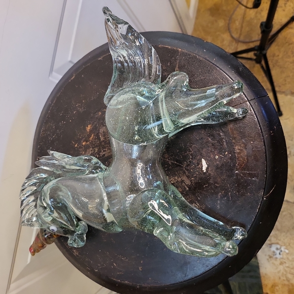 Vintage Murano Style Glass Unicorn Horse Sculpture Hand Blown 10" - Picture 7 of 12